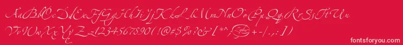 LinotypezapfinoThree-Schriftart – Rosa Schriften auf rotem Hintergrund