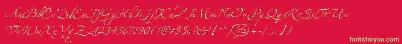 LinotypezapfinoThree Font – Yellow Fonts on Red Background