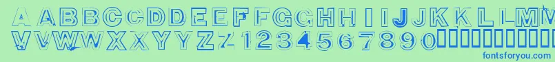 フォント850DoubleBumperAlley – 青い文字は緑の背景です。