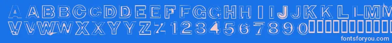 850DoubleBumperAlley Font – Pink Fonts on Blue Background