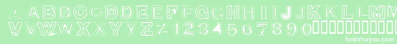 フォント850DoubleBumperAlley – 緑の背景に白い文字