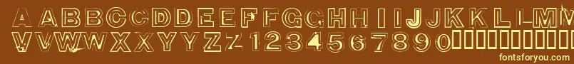 850DoubleBumperAlley-fontti – keltaiset fontit ruskealla taustalla