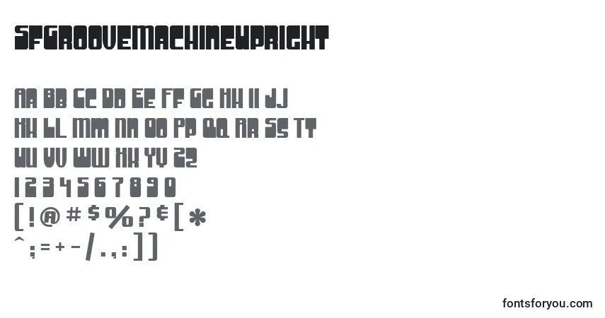 A fonte SfGrooveMachineUpright – alfabeto, números, caracteres especiais