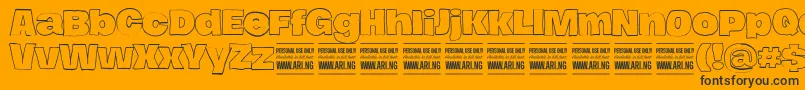 Шрифт HierografoutlinePersonal – чёрные шрифты на оранжевом фоне