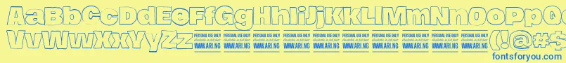 HierografoutlinePersonal Font – Blue Fonts on Yellow Background