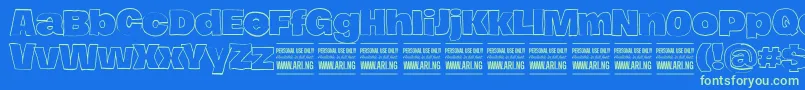 Fonte HierografoutlinePersonal – fontes verdes em um fundo azul