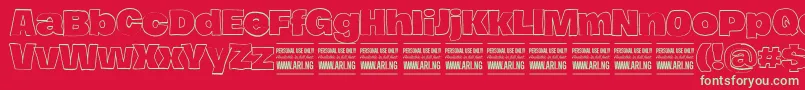 HierografoutlinePersonal Font – Green Fonts on Red Background