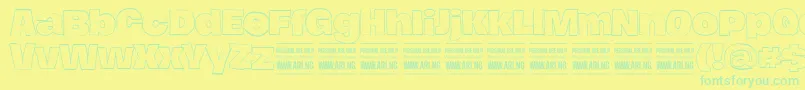 HierografoutlinePersonal Font – Green Fonts on Yellow Background