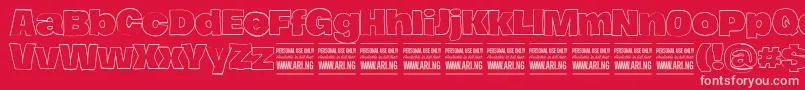 HierografoutlinePersonal Font – Pink Fonts on Red Background