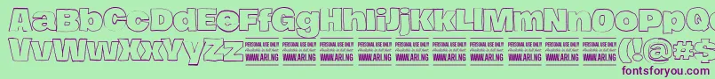 フォントHierografoutlinePersonal – 緑の背景に紫のフォント