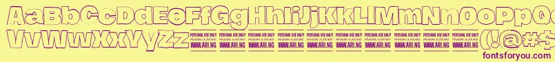 HierografoutlinePersonal Font – Purple Fonts on Yellow Background
