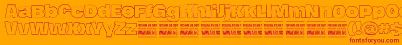 フォントHierografoutlinePersonal – オレンジの背景に赤い文字