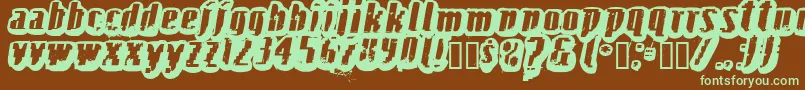 フォントFructosa – 緑色の文字が茶色の背景にあります。