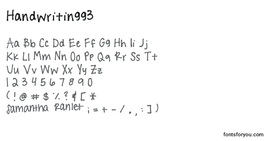 A fonte Handwritingg3 – alfabeto, números, caracteres especiais