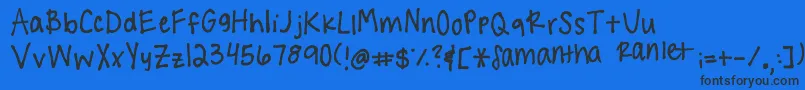 Handwritingg3 Font – Black Fonts on Blue Background