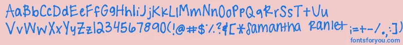 Handwritingg3 Font – Blue Fonts on Pink Background