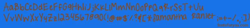 Handwritingg3 Font – Brown Fonts on Blue Background