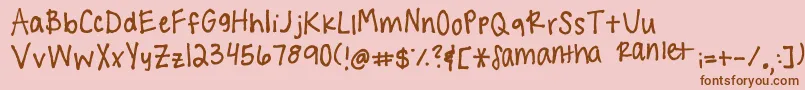 Fonte Handwritingg3 – fontes marrons em um fundo rosa