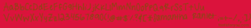 Handwritingg3 Font – Brown Fonts on Red Background
