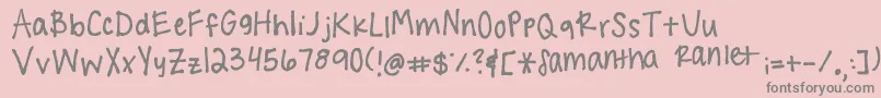 Handwritingg3 Font – Gray Fonts on Pink Background