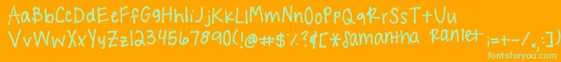 Handwritingg3 Font – Green Fonts on Orange Background