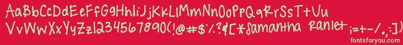 Handwritingg3 Font – Green Fonts on Red Background