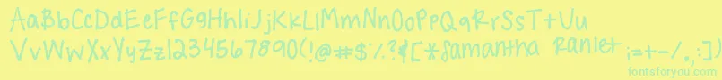 Handwritingg3 Font – Green Fonts on Yellow Background