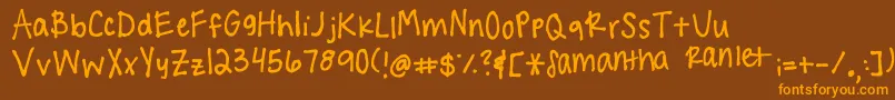 Handwritingg3 Font – Orange Fonts on Brown Background