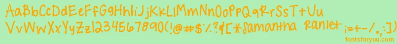 Handwritingg3 Font – Orange Fonts on Green Background