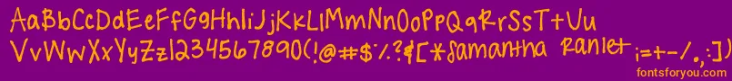Handwritingg3 Font – Orange Fonts on Purple Background