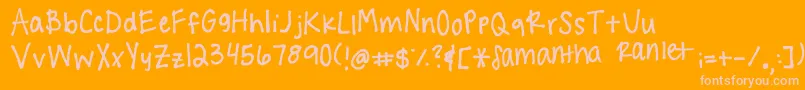Handwritingg3 Font – Pink Fonts on Orange Background
