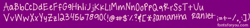 Handwritingg3 Font – Pink Fonts on Purple Background