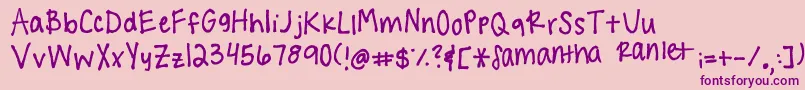 Handwritingg3 Font – Purple Fonts on Pink Background