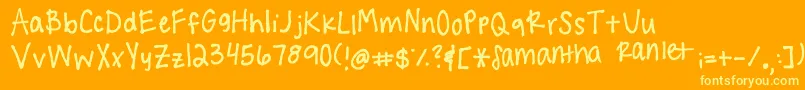 Handwritingg3 Font – Yellow Fonts on Orange Background