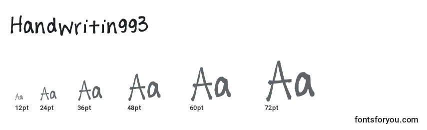 Handwritingg3 Font Sizes