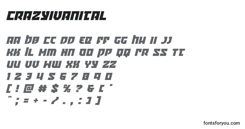 Шрифт Crazyivanital – алфавит, цифры, специальные символы