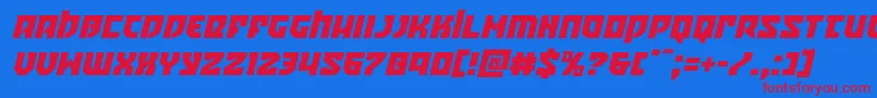 Czcionka Crazyivanital – czerwone czcionki na niebieskim tle