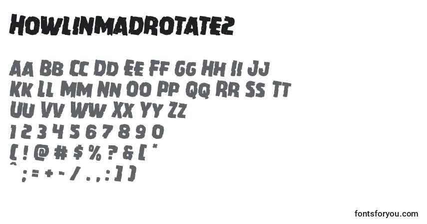 Шрифт Howlinmadrotate2 – алфавит, цифры, специальные символы