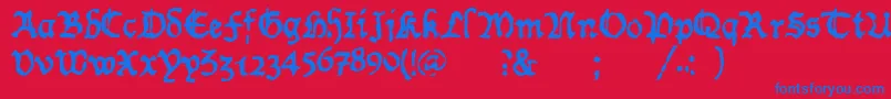 Police WornManuscriptrough – polices bleues sur fond rouge