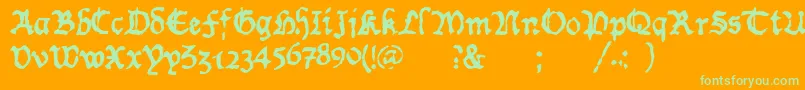 Шрифт WornManuscriptrough – зелёные шрифты на оранжевом фоне