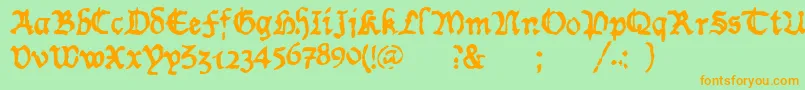 WornManuscriptrough-Schriftart – Orangefarbene Schriften auf grünem Hintergrund