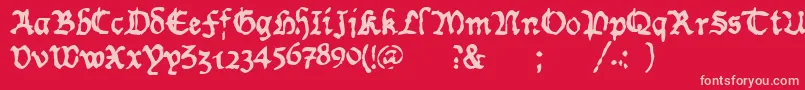 WornManuscriptrough Font – Pink Fonts on Red Background