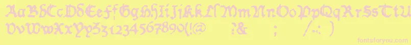 fuente WornManuscriptrough – Fuentes Rosadas Sobre Fondo Amarillo