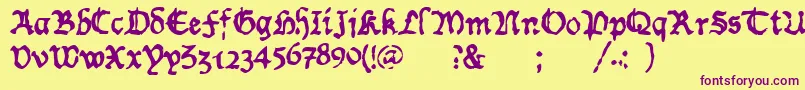 WornManuscriptrough-Schriftart – Violette Schriften auf gelbem Hintergrund