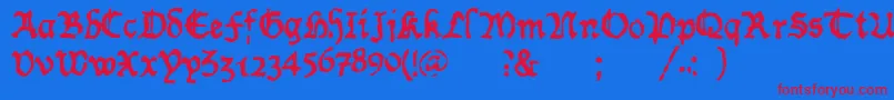 WornManuscriptrough Font – Red Fonts on Blue Background