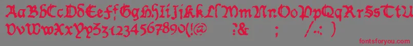 WornManuscriptrough Font – Red Fonts on Gray Background