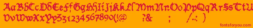 WornManuscriptrough Font – Red Fonts on Orange Background
