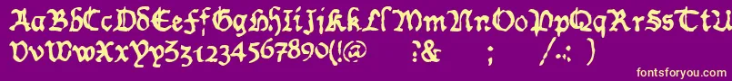 WornManuscriptrough Font – Yellow Fonts on Purple Background