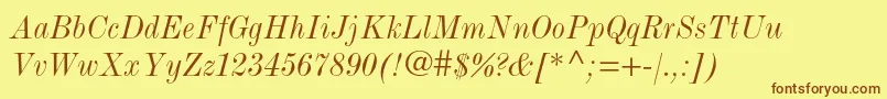 ModernmtstdCondenseditalic Font – Brown Fonts on Yellow Background