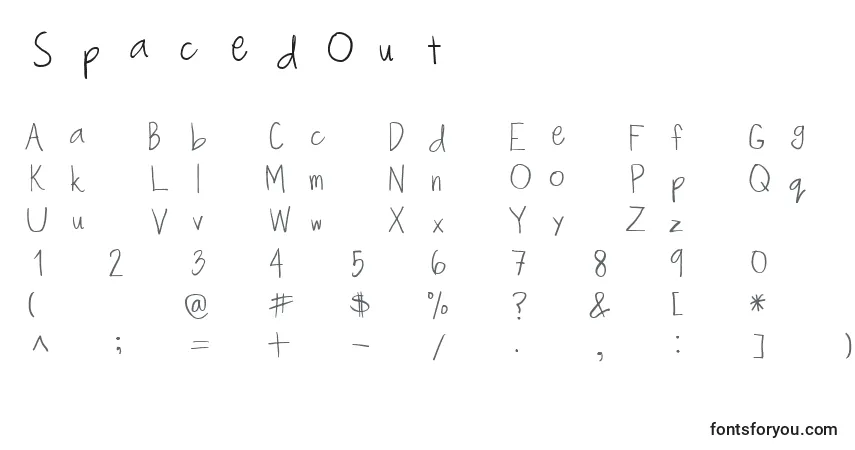 Czcionka SpacedOut – alfabet, cyfry, specjalne znaki